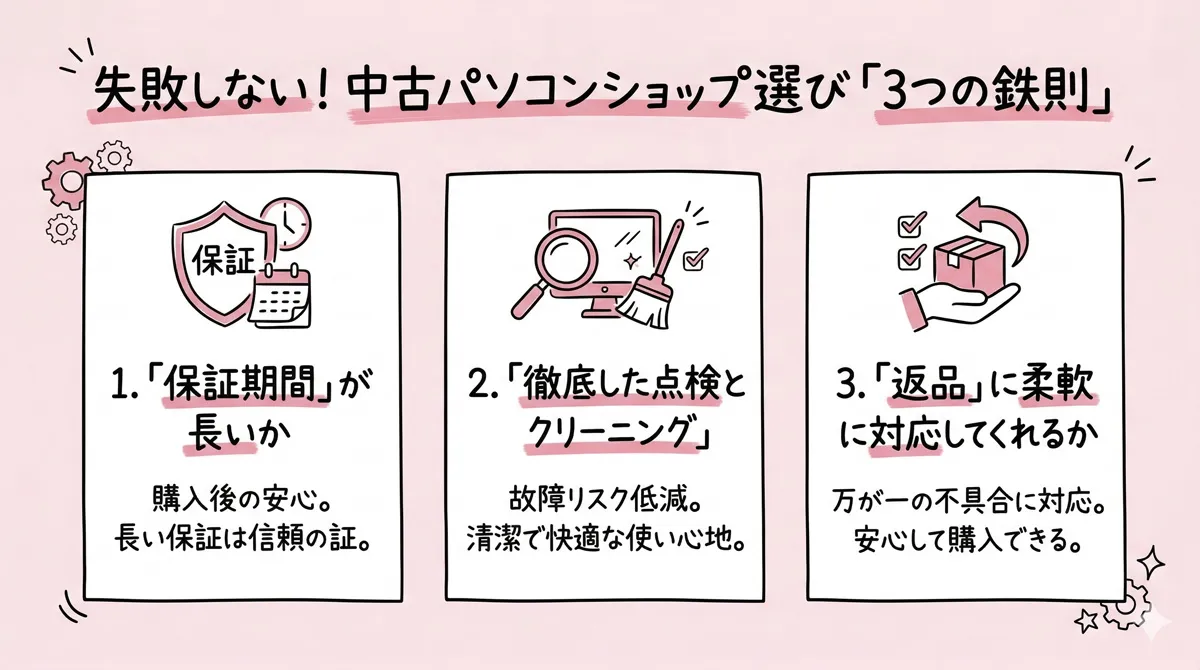 中古パソコンショップ選び方