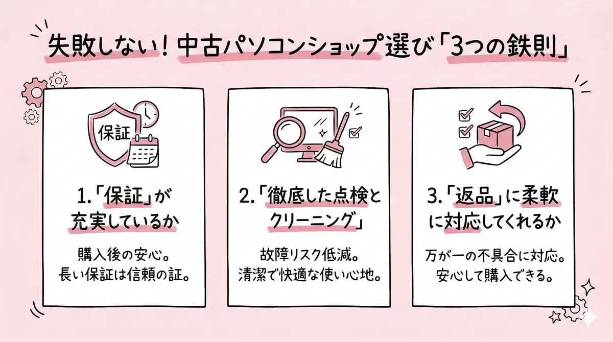 中古パソコンショップ選び方